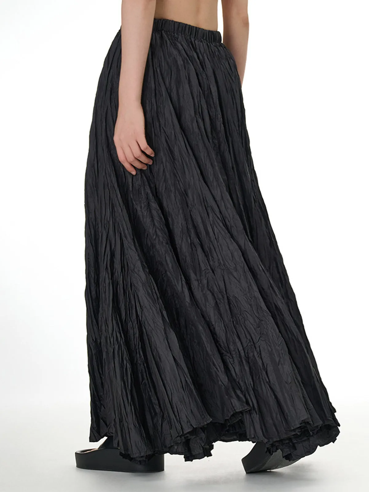 Solid Color Pleated Maxi Skirt sold by COMMENSE product image thumbnail 2