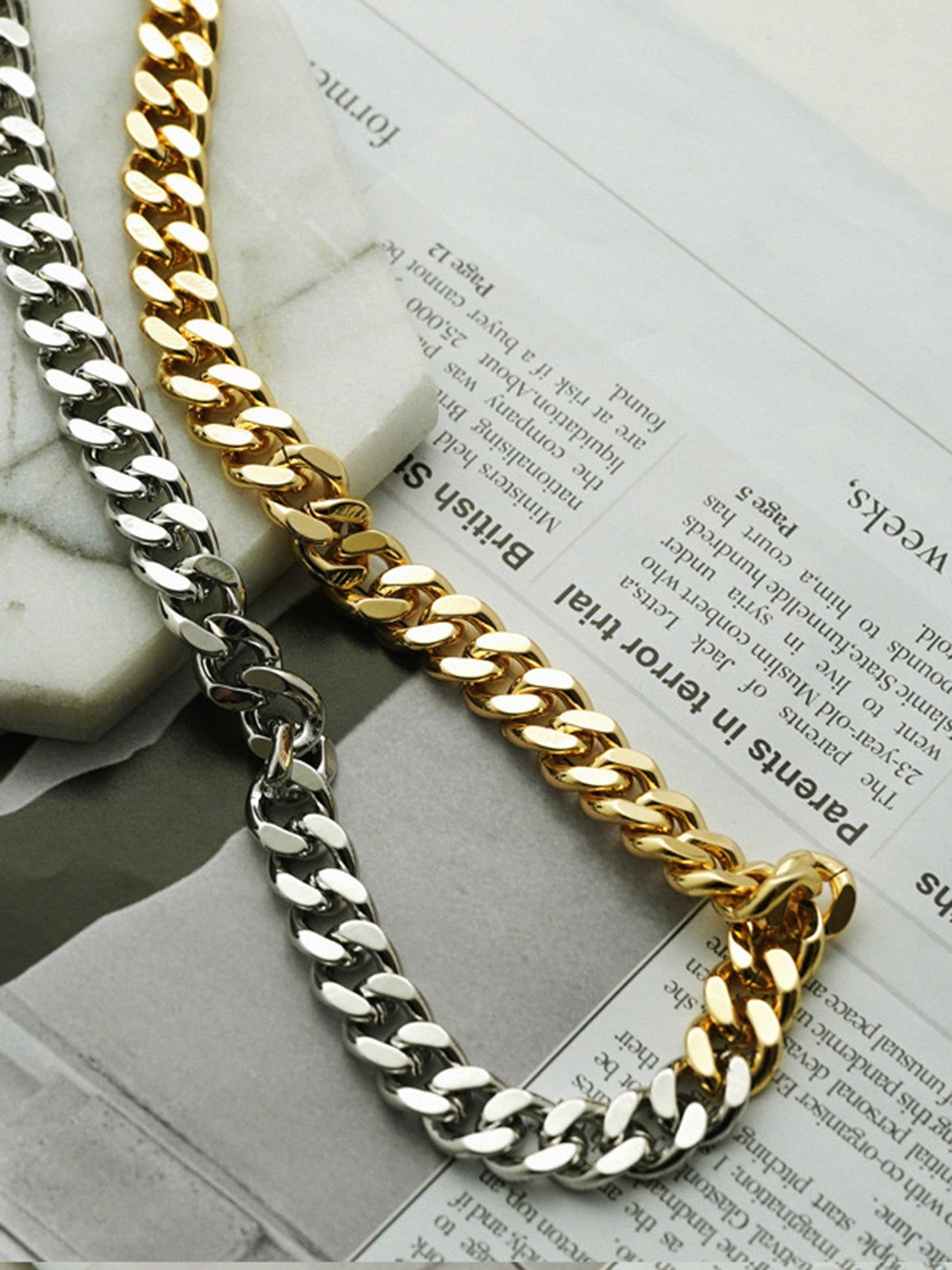 Two Tone Chain Necklace sold by COMMENSE product image thumbnail 2