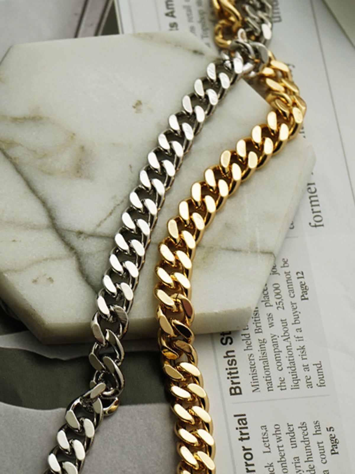 Two Tone Chain Necklace sold by COMMENSE product image thumbnail 3