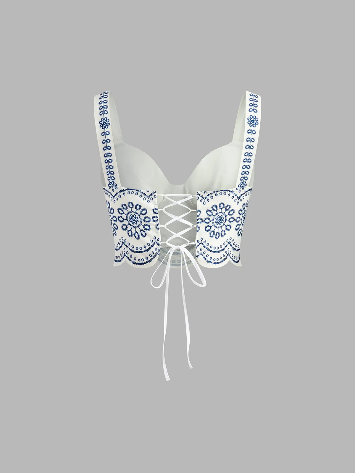 Embroidered Sleeveless Tie Back Skirt Set sold by COMMENSE product image thumbnail 3