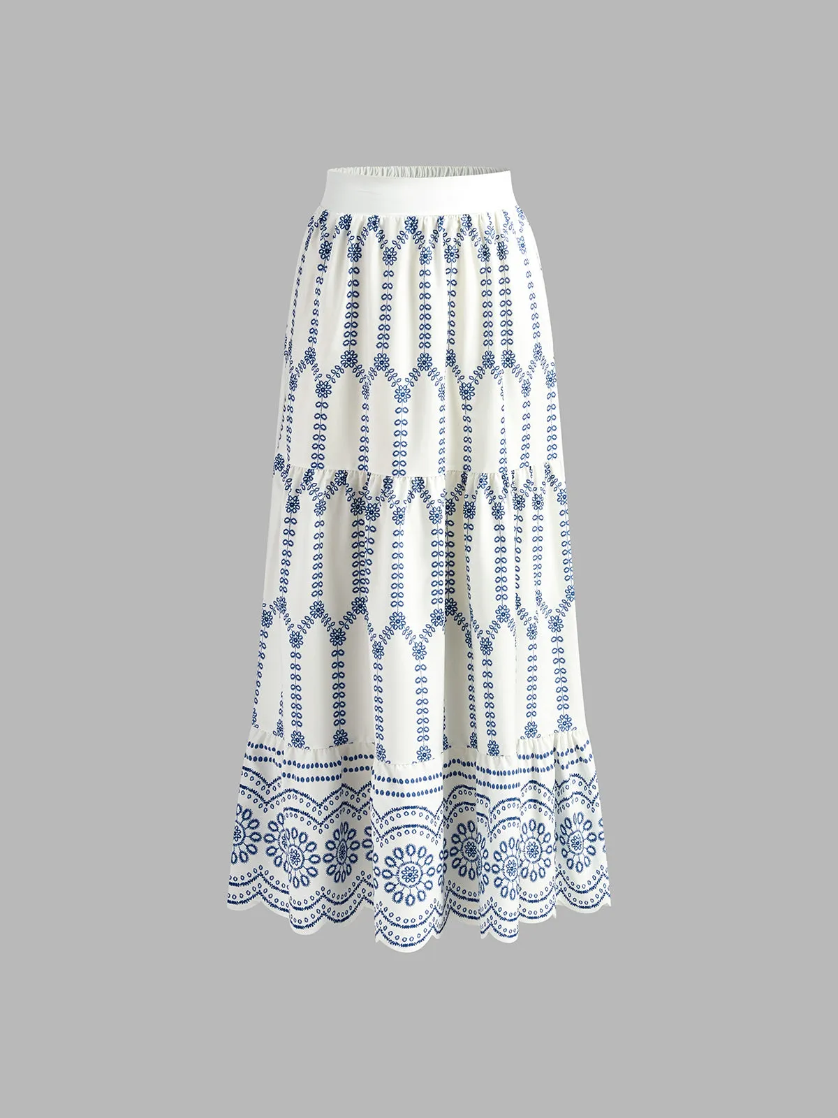 Embroidered Sleeveless Tie Back Skirt Set sold by COMMENSE product image thumbnail 4