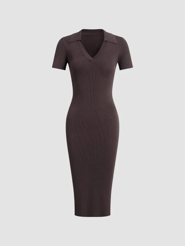 Solid Short Sleeve Sweater Dress sold by COMMENSE