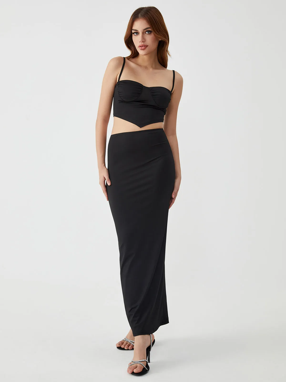 Solid Backless Two-Piece Skirt Set sold by COMMENSE product image thumbnail 3