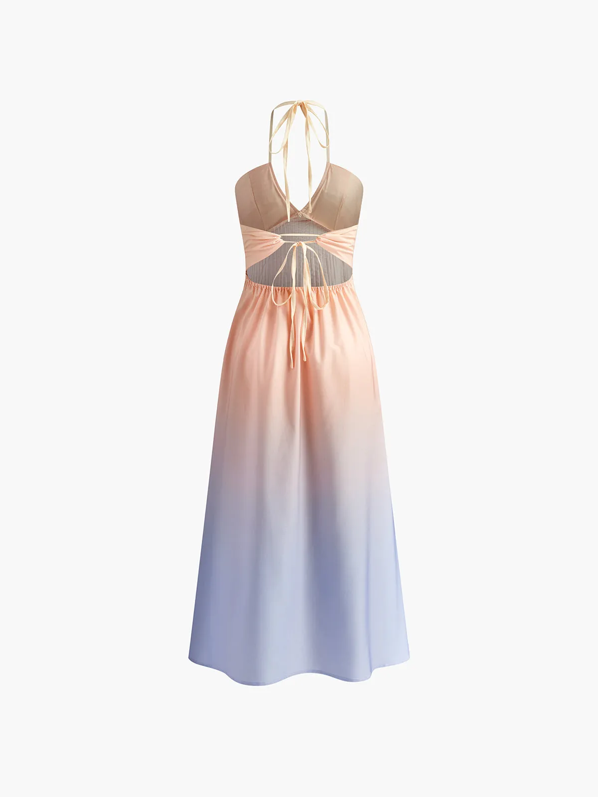 Pleated V-Neck Gradient Halter Dress sold by COMMENSE product image thumbnail 3
