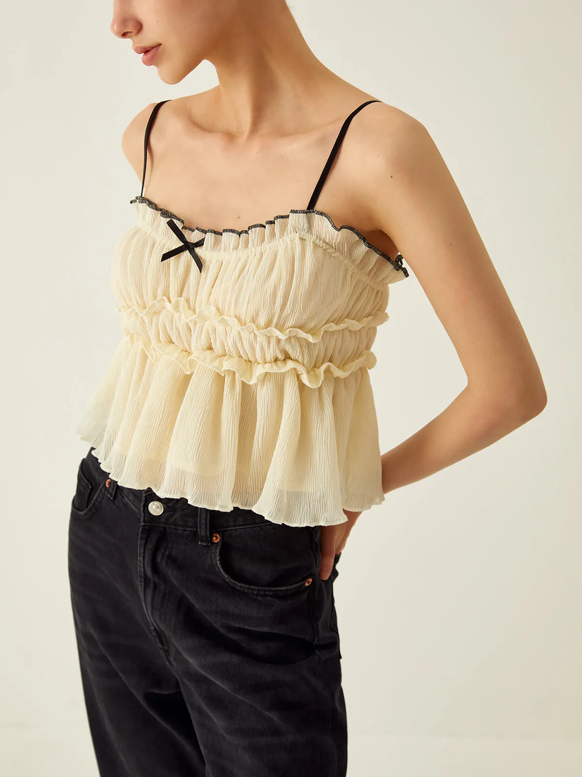 Contrast Binding Bow Decor Cami Top sold by COMMENSE product image thumbnail 3