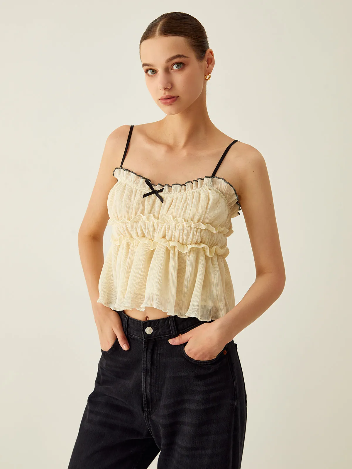 Contrast Binding Bow Decor Cami Top sold by COMMENSE product image thumbnail 4