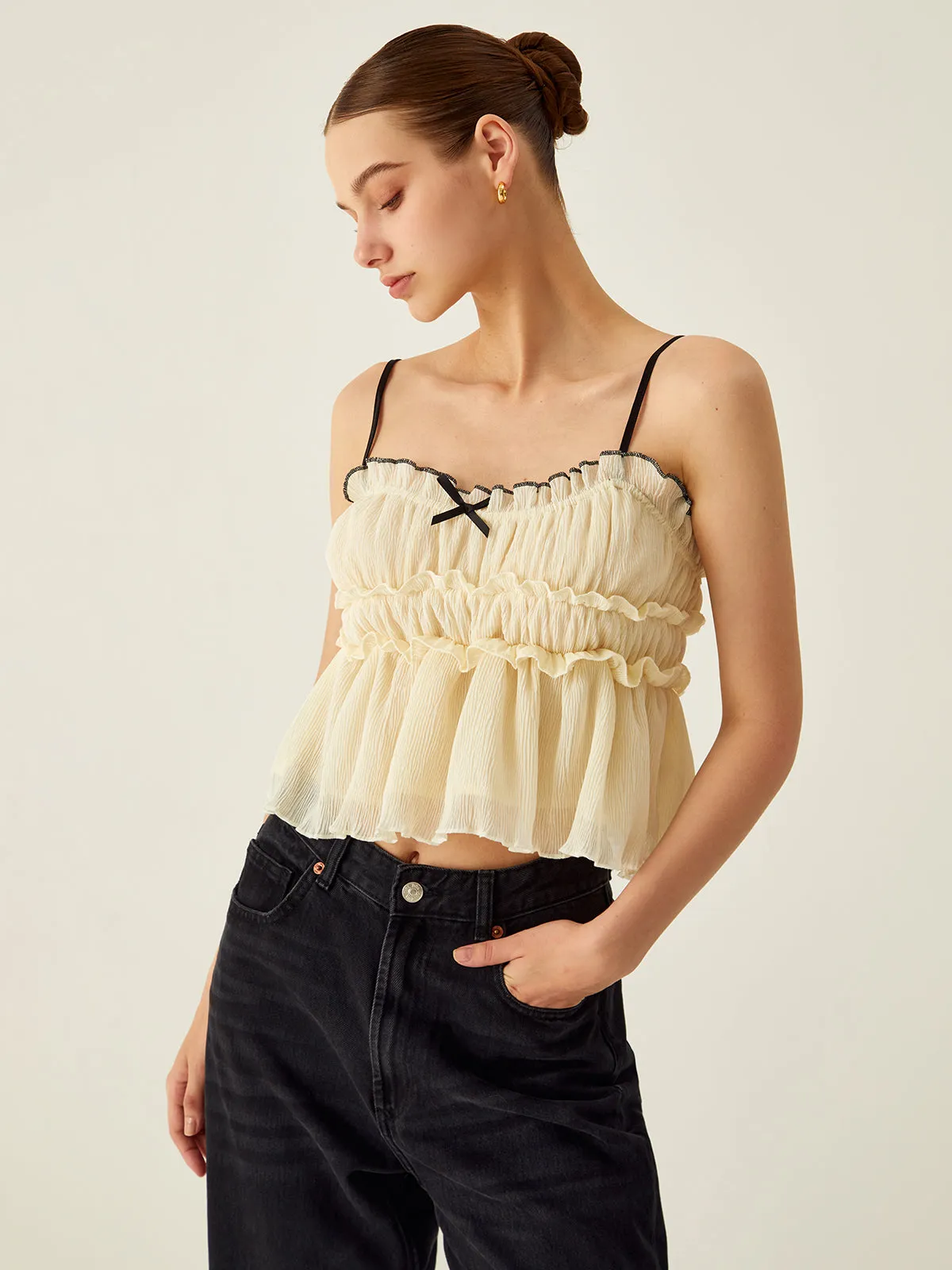 Contrast Binding Bow Decor Cami Top sold by COMMENSE