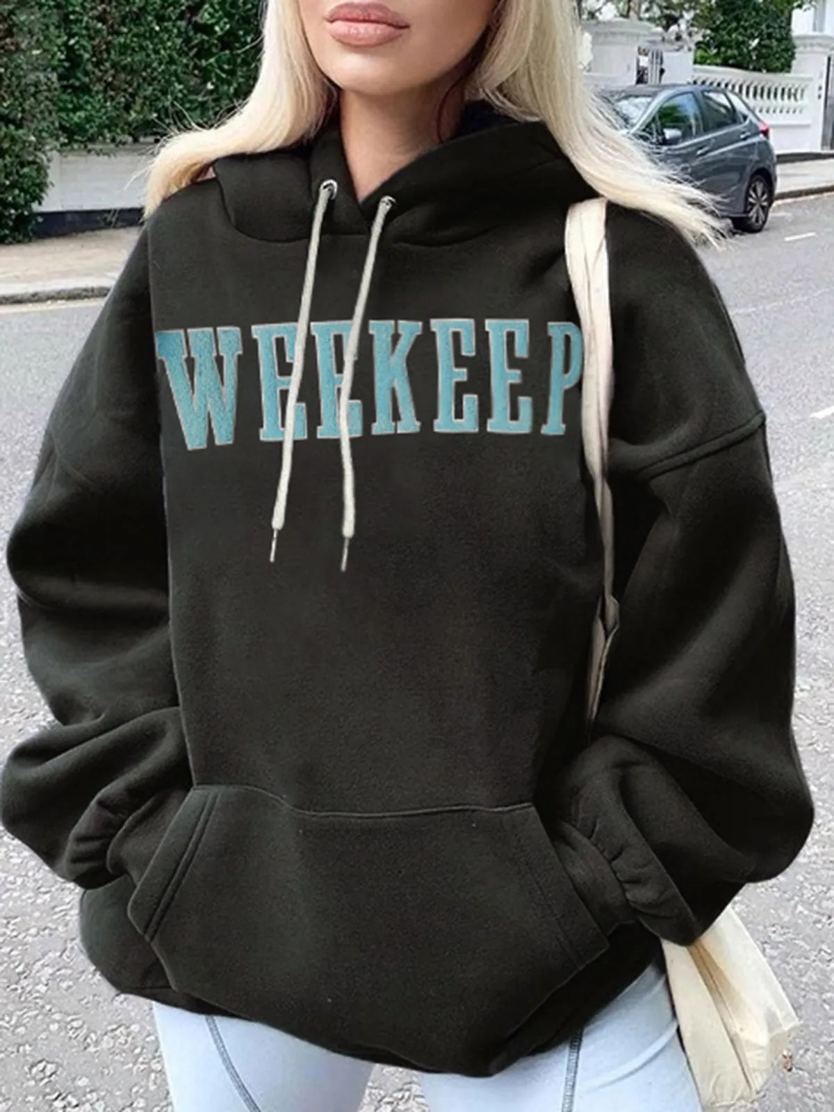 Letter Print Pocket Hoodie sold by COMMENSE product image thumbnail 2