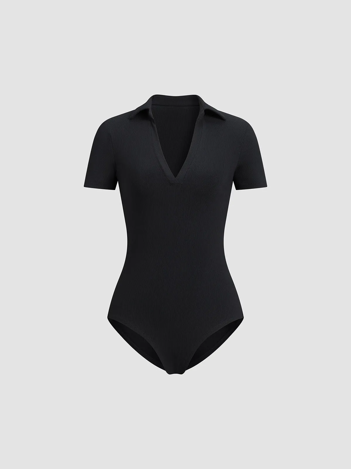 Solid V-Neck Bodysuit sold by COMMENSE