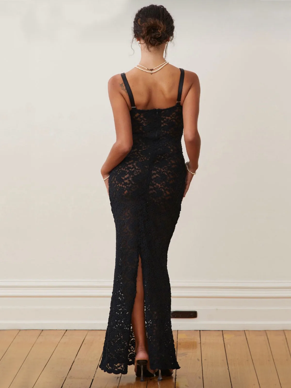 Floral Lace Bodycon Long Dress sold by COMMENSE product image thumbnail 3