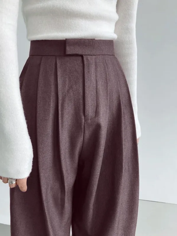 Mauve Quiet Luxury Baggy Wide Leg Pants made by COMMENSE