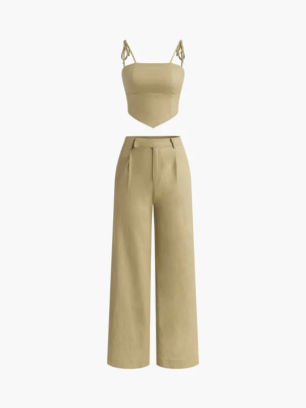 Casual Adjustable Strap Pants Set sold by COMMENSE