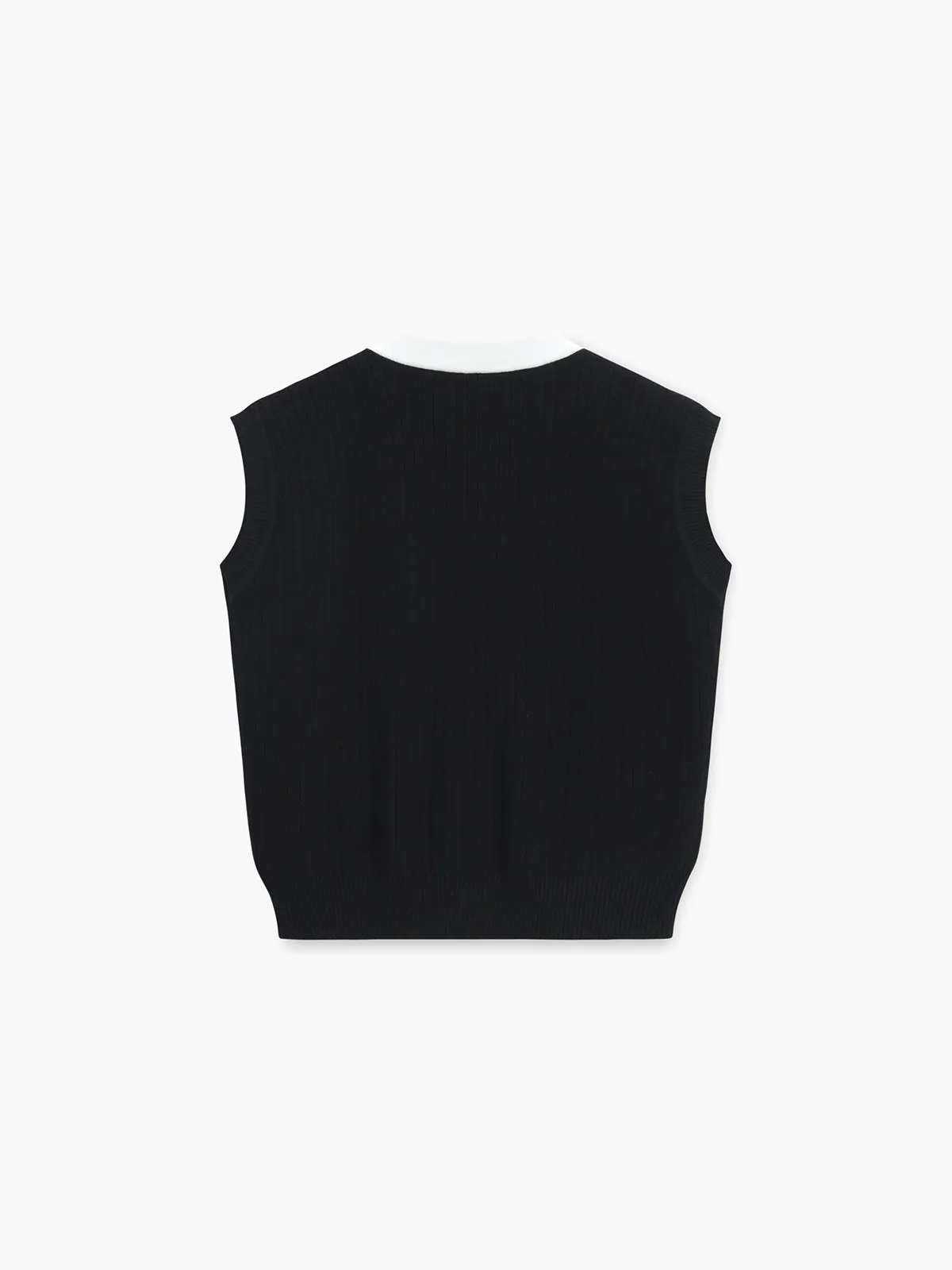 V-Neck Solid Button Knitted Vest sold by COMMENSE product image thumbnail 4