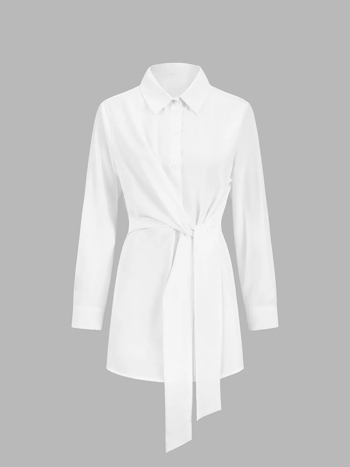 Semi-Sheer Button Down Tied Long Shirt sold by COMMENSE product image thumbnail 2