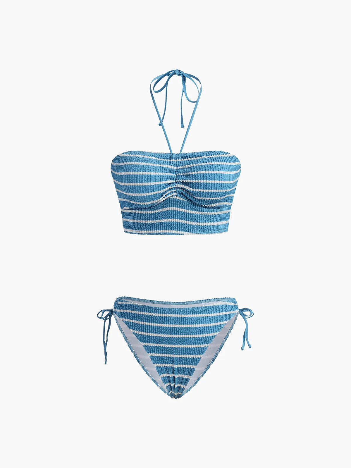 Halter Stripe Bikini Set sold by COMMENSE