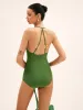 Ring Detail Cutout Halter One Piece Swimsuit sold by COMMENSE