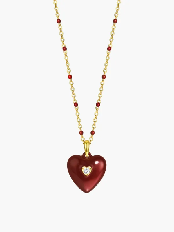 Vintage Red Heart Necklace sold by COMMENSE