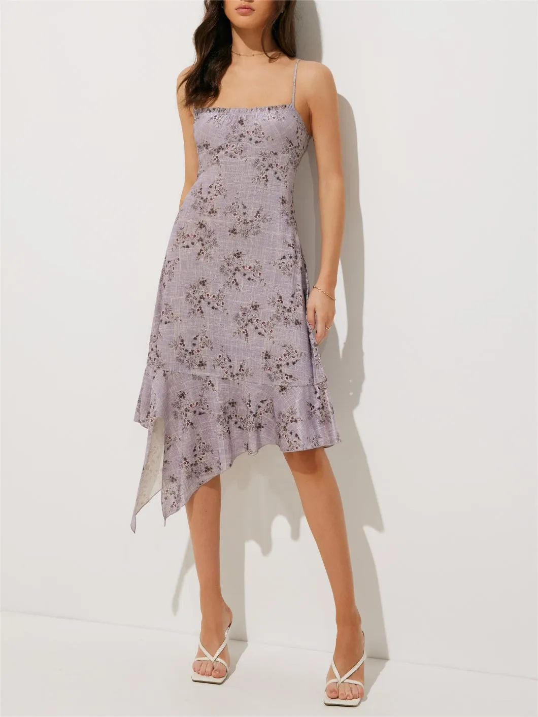Floral Print Asymmetrical Hem Cami Midi Dress sold by COMMENSE