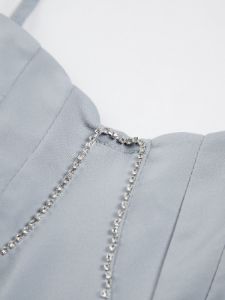 Rhinestone Satin Midi Dress sold by COMMENSE