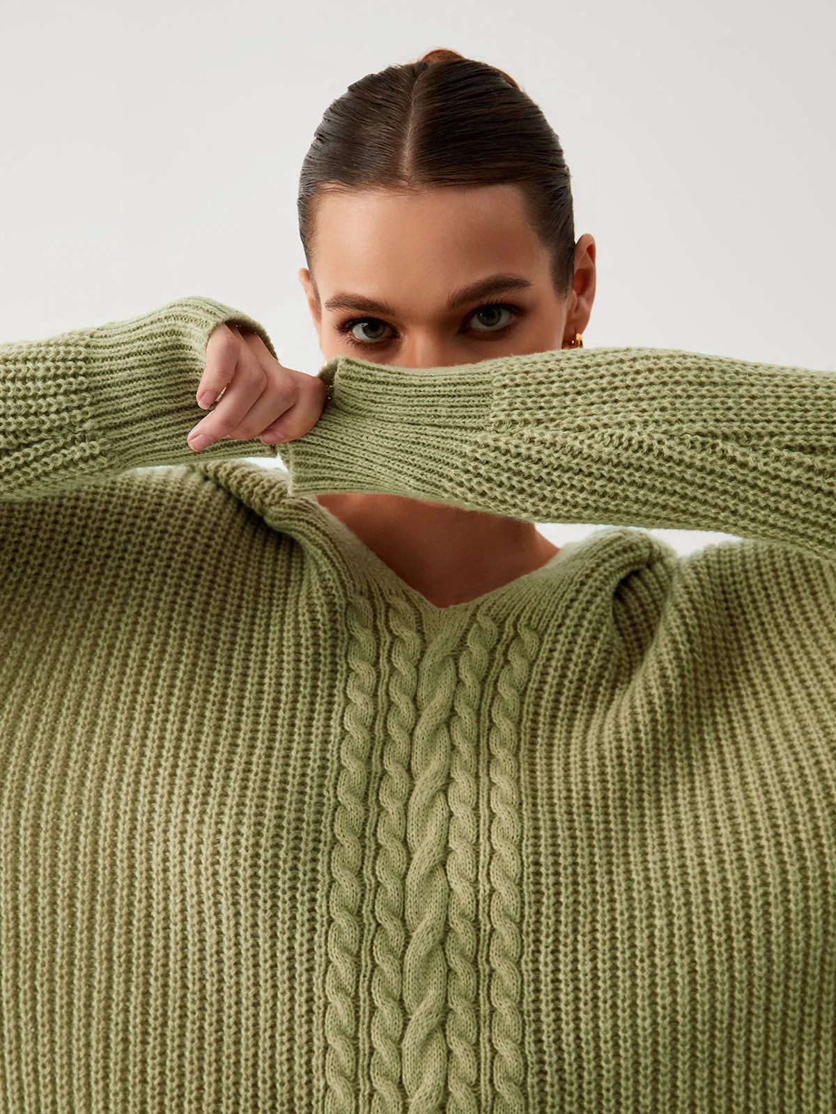 Sage Green Oversized Hoodie Sweater sold by COMMENSE product image thumbnail 2
