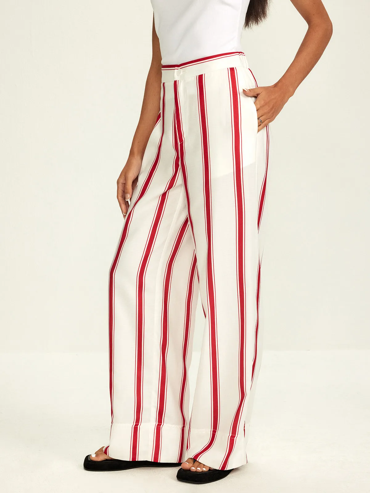 Striped Wide Leg Pants sold by COMMENSE product image thumbnail 5