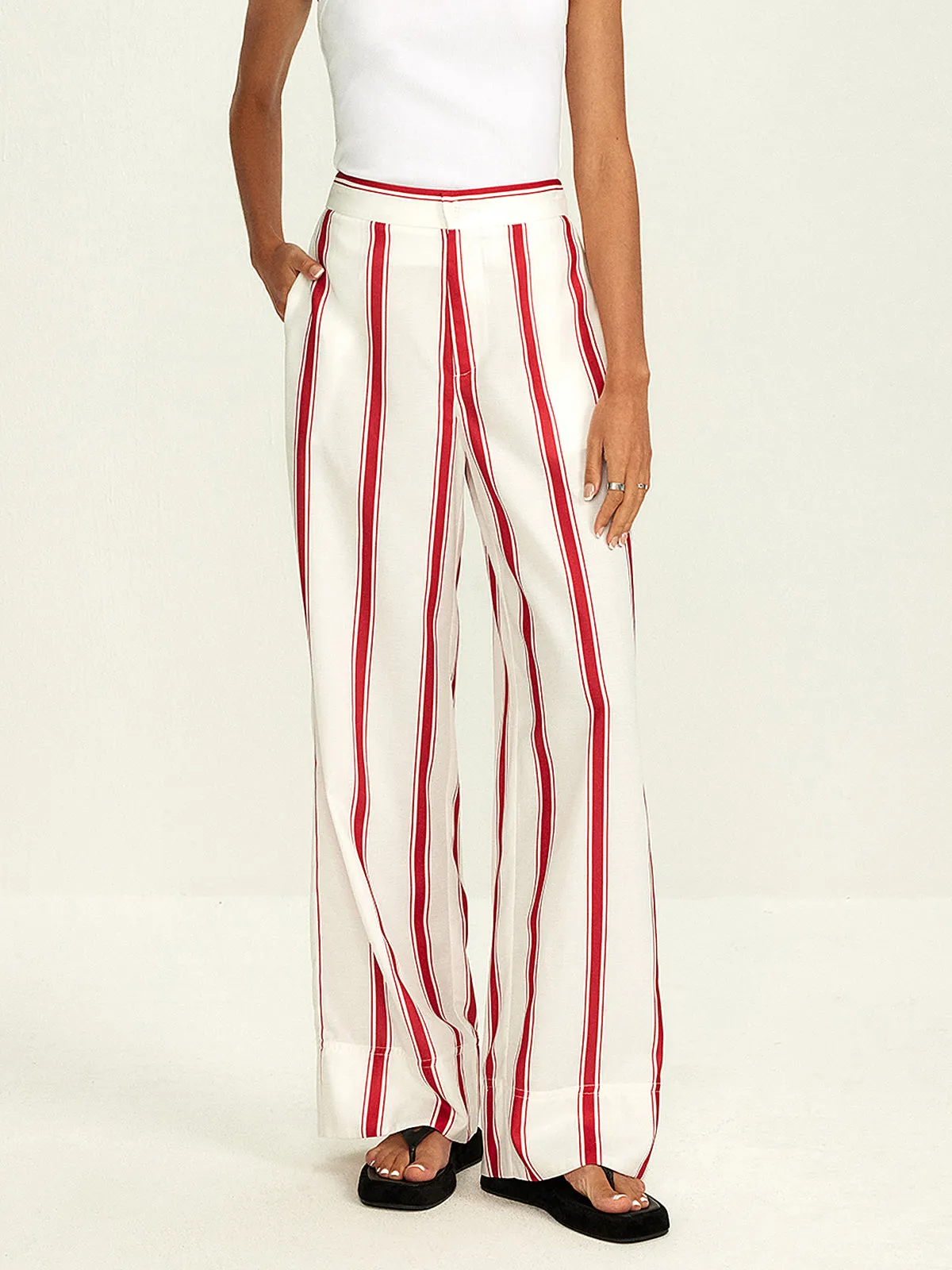 Striped Wide Leg Pants sold by COMMENSE