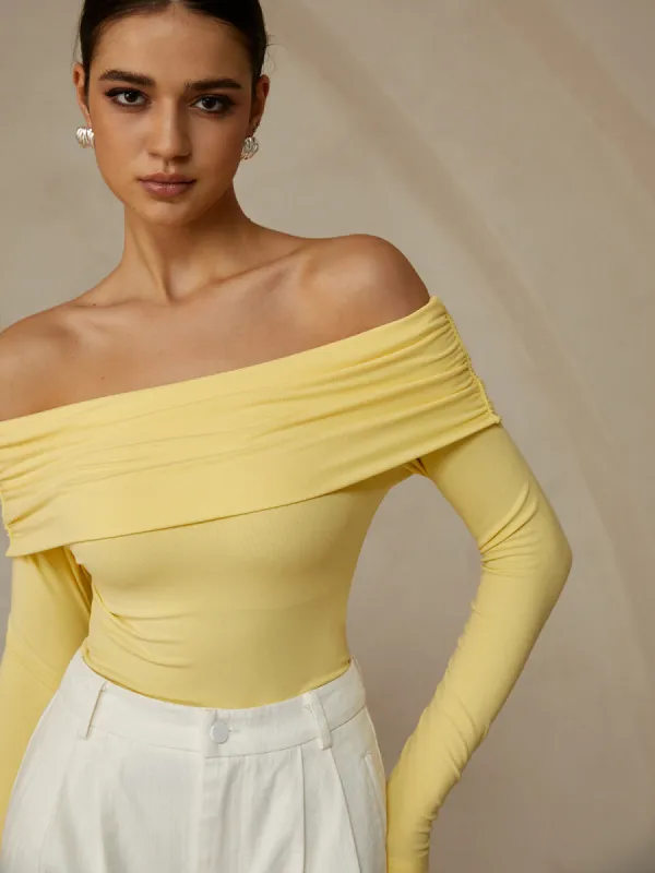 Off-Shoulder Long Sleeve T-Shirt sold by COMMENSE