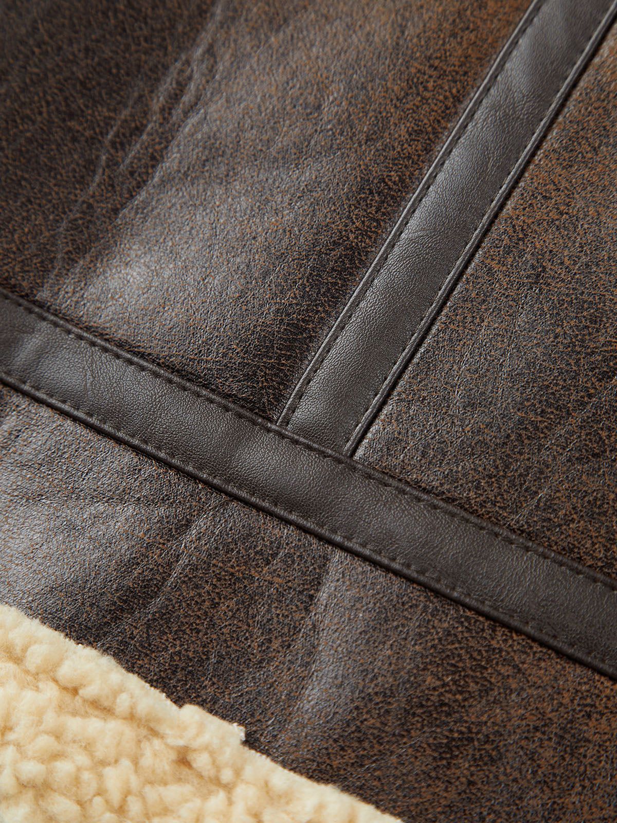 Leisurely Shearling Leather Flight Jacket sold by COMMENSE product image thumbnail 7