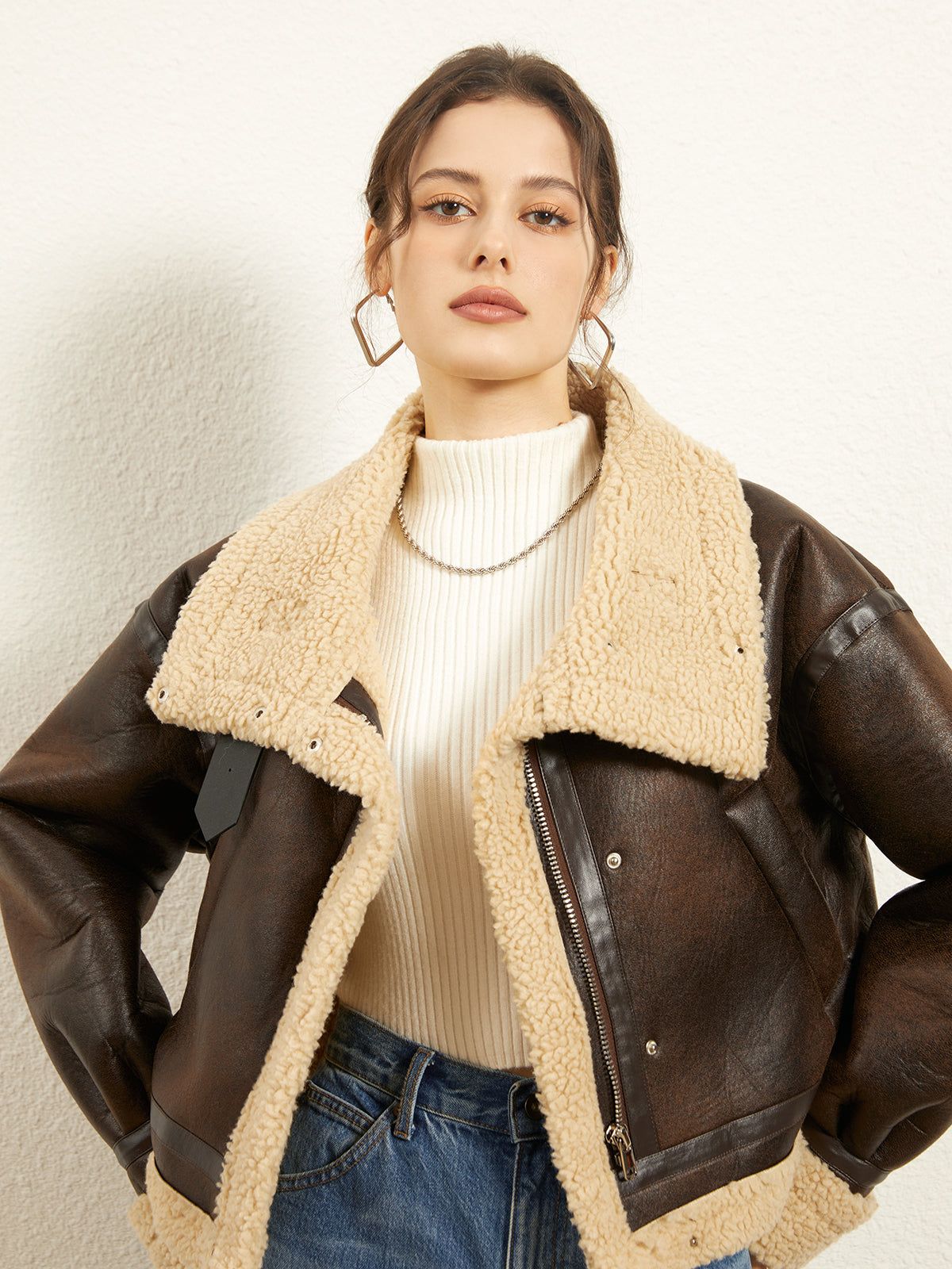 Leisurely Shearling Leather Flight Jacket sold by COMMENSE