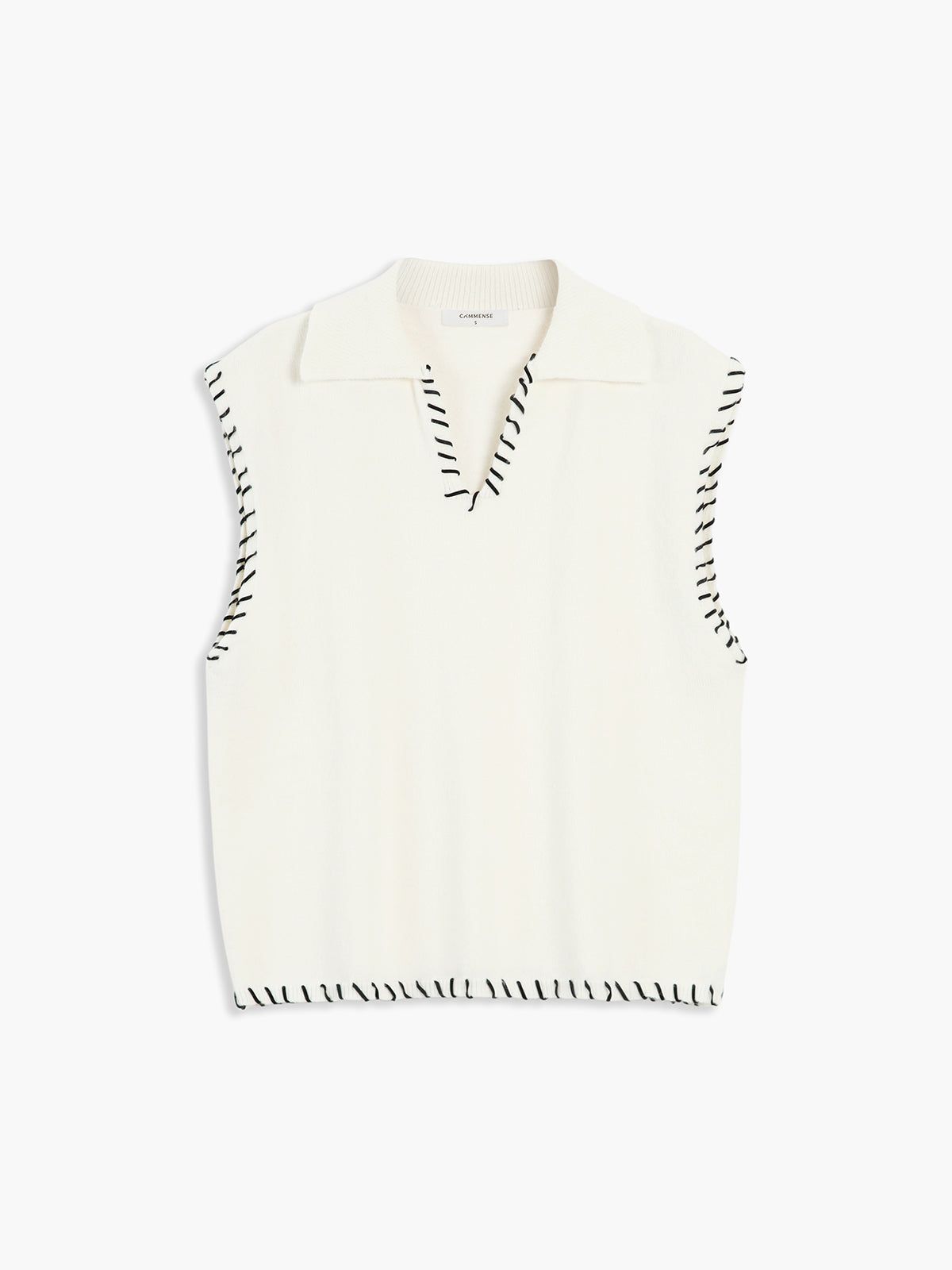 Contrast Stitches Trim Sweater Vest sold by COMMENSE