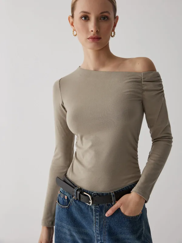 Off-Shoulder Ruching Top sold by COMMENSE