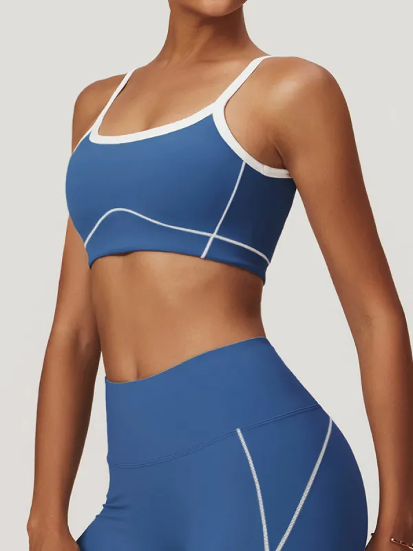 Seamless Contrast Binding Sports Bra sold by COMMENSE
