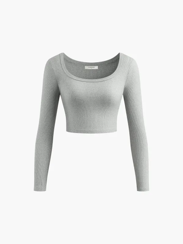 Long Sleeve Slim Fit Crop Top sold by COMMENSE