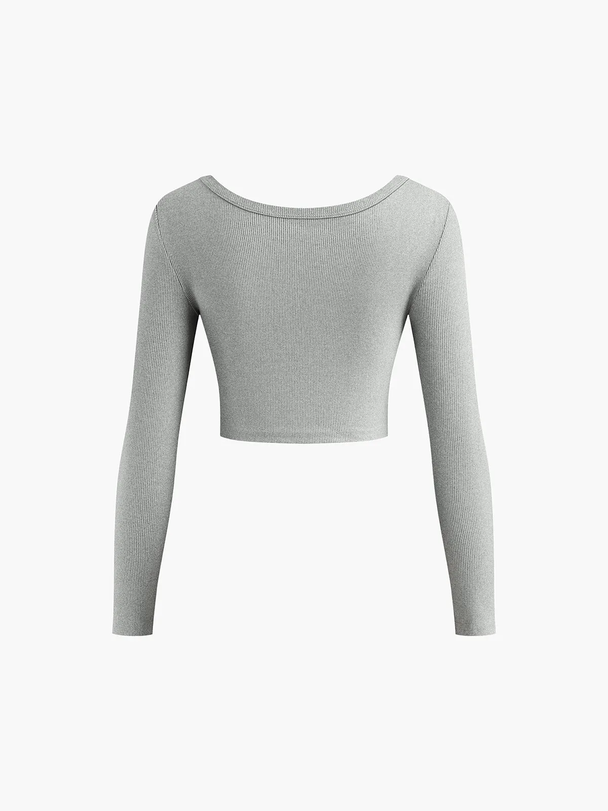 Long Sleeve Slim Fit Crop Top sold by COMMENSE product image thumbnail 2