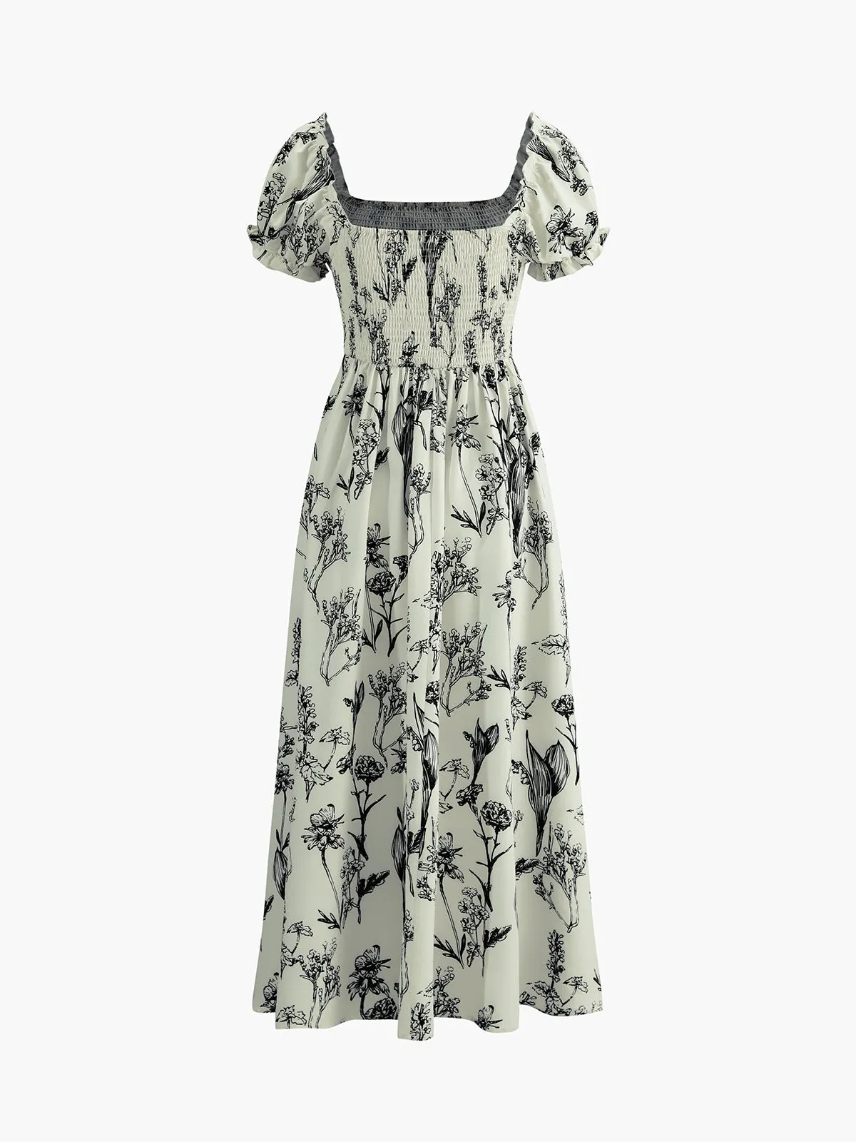 Floral Shirred Midi Dress sold by COMMENSE product image thumbnail 2