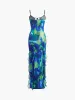 Lettuce Trim Tie Neck Stretch Dress sold by COMMENSE