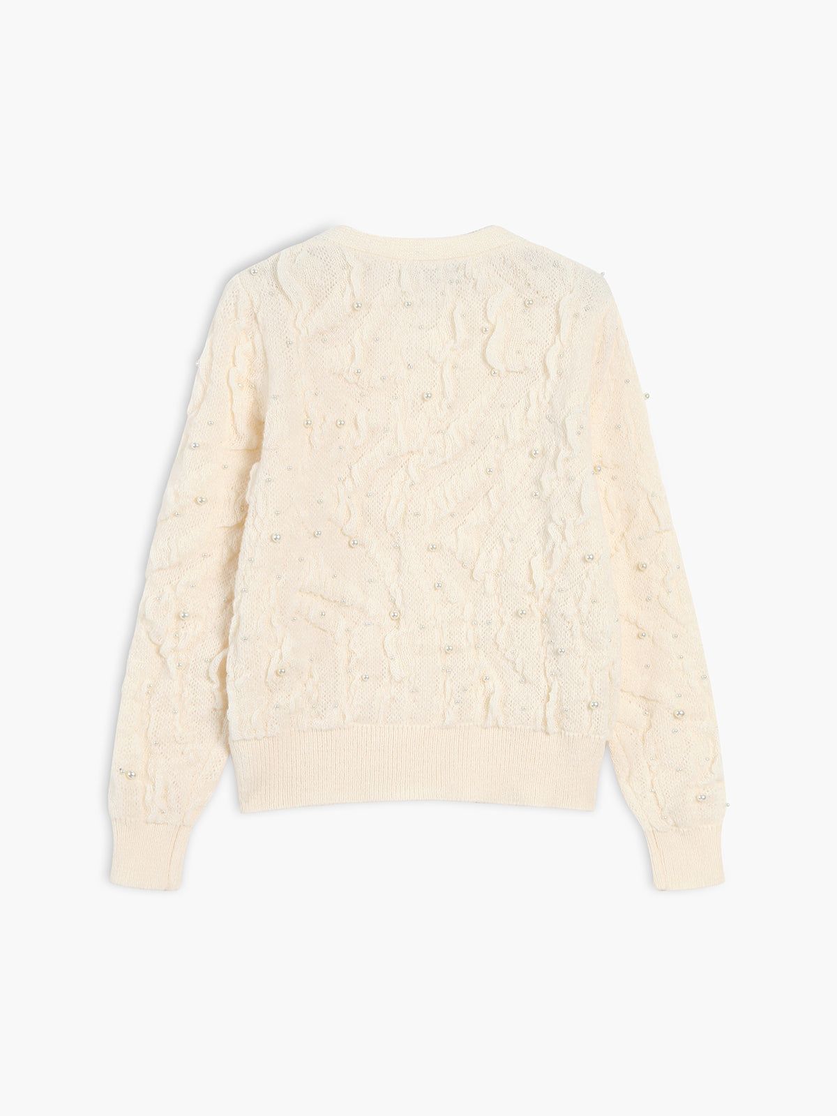 Textured with Pearl Decor Long Sleeve Cardigan sold by COMMENSE product image thumbnail 4