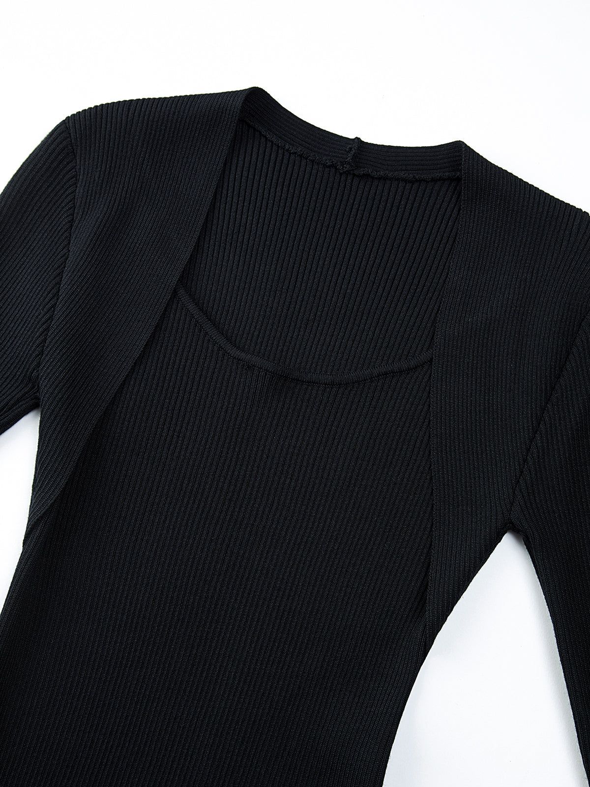 Square Neck Ribbed Sweater Dress sold by COMMENSE product image thumbnail 5