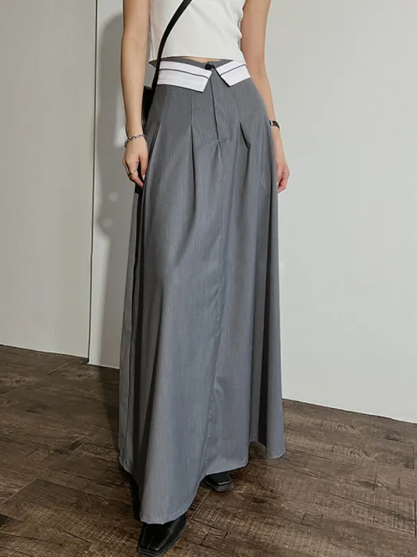 Fold Over Waistband Maxi Skirt sold by COMMENSE