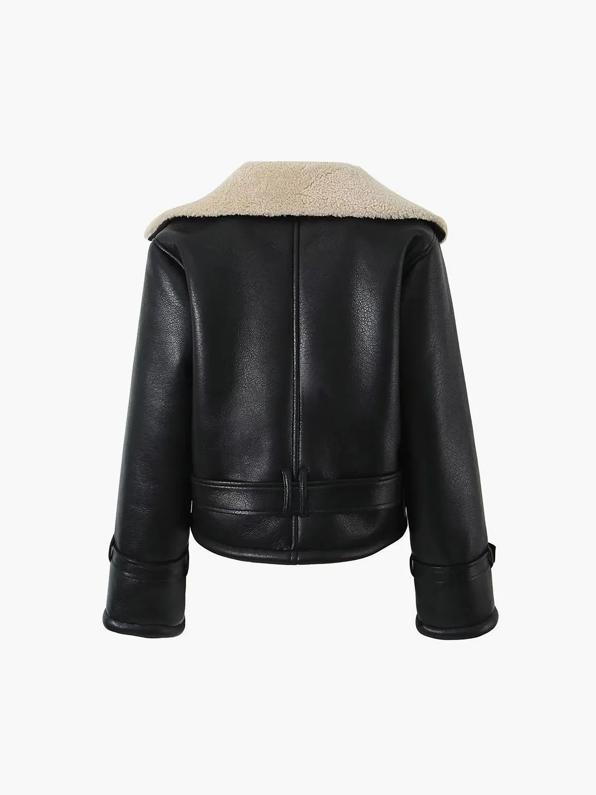 Too Blessed Sherpa Lined Shearling Leather Flight Jacket sold by COMMENSE product image thumbnail 3