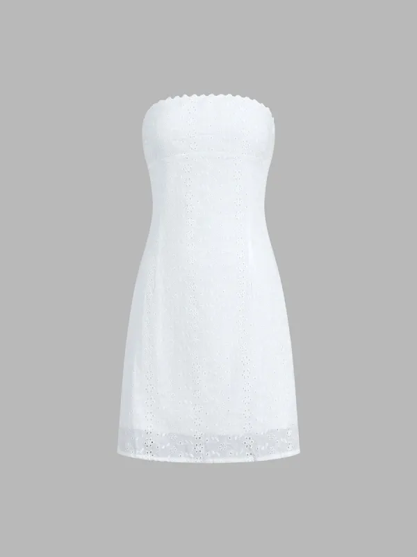Cotton Eyelet Tube Midi Dress sold by COMMENSE