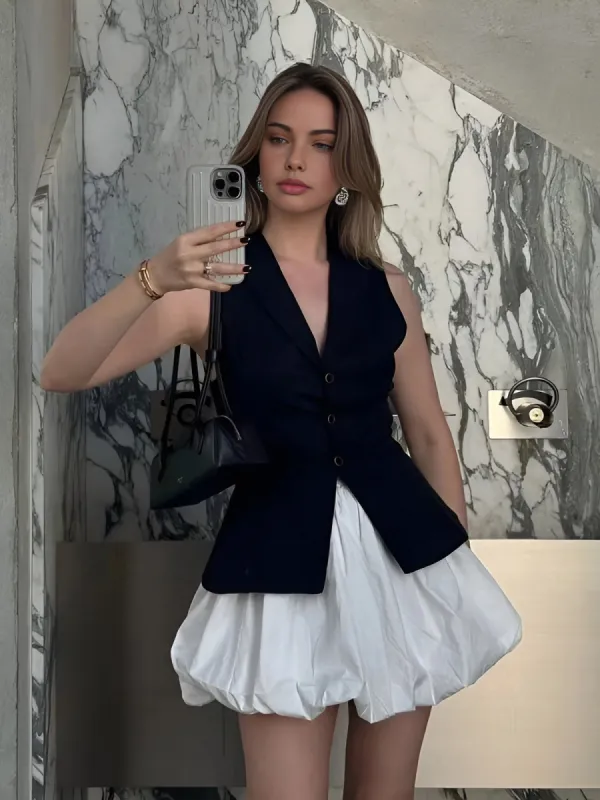 Puff Pleated Mini SKirt sold by COMMENSE