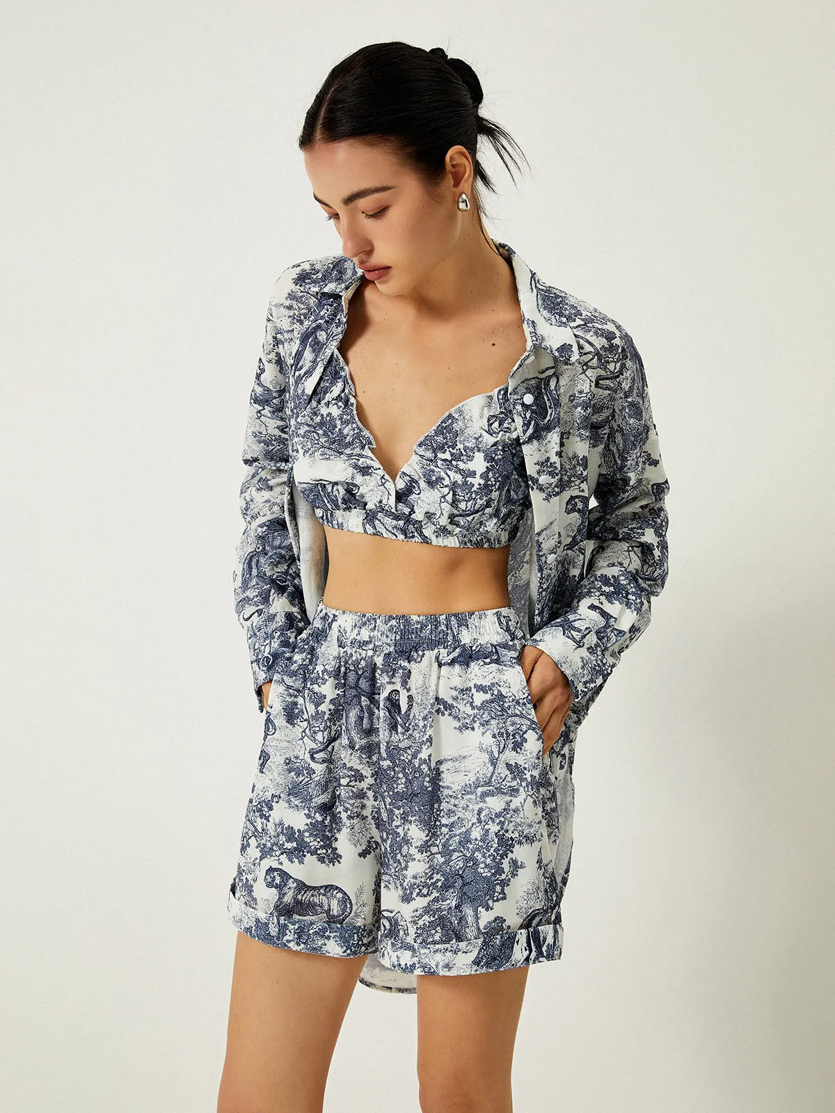 Floral Print Three Piece Shorts Set sold by COMMENSE product image thumbnail 3