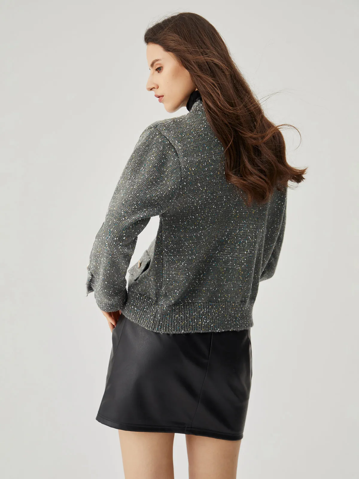 Colorful Dot Knit Metallic Button Cardigan sold by COMMENSE product image thumbnail 5