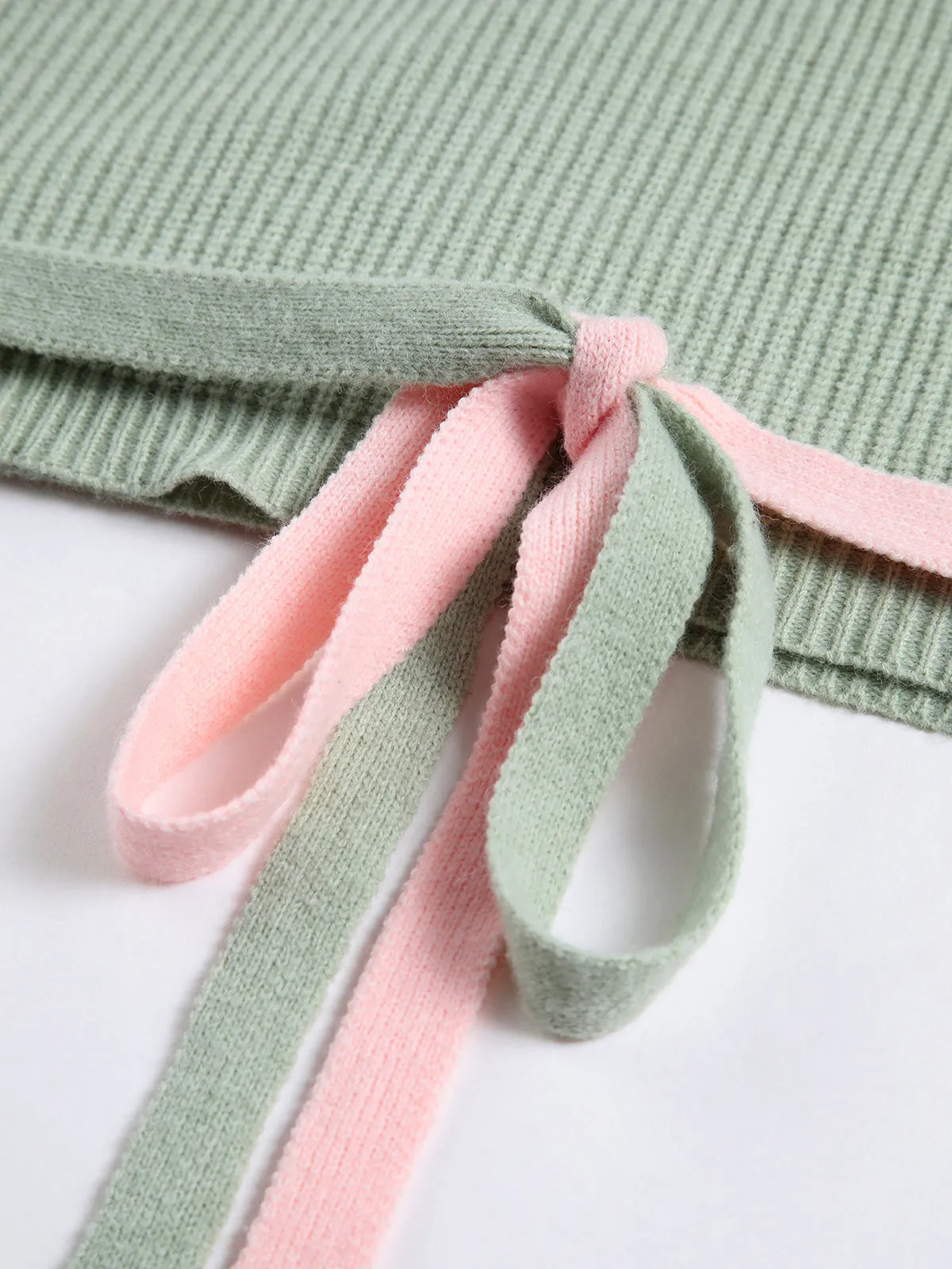 Two Tone Back Tie Wrap Cardigan sold by COMMENSE product image thumbnail 4