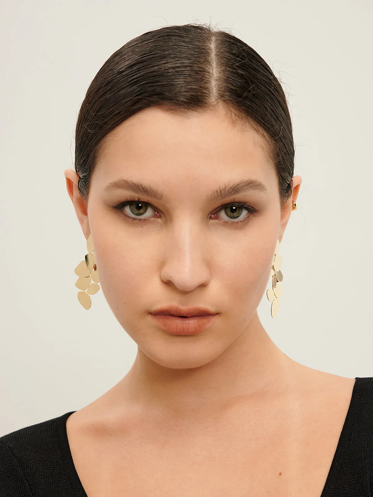 Leaves Panel Stud Drop Earrings sold by COMMENSE product image thumbnail 3