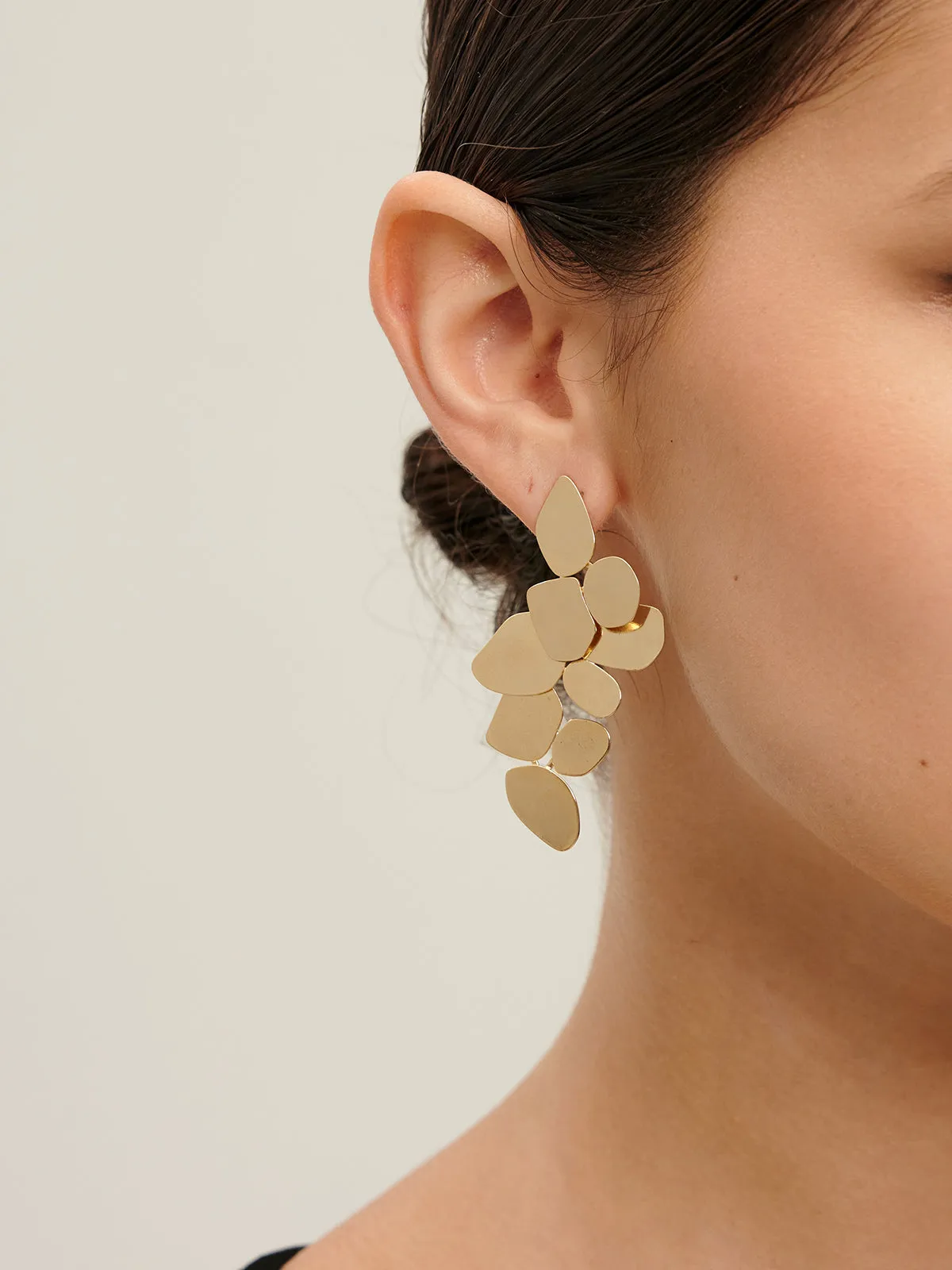 Leaves Panel Stud Drop Earrings sold by COMMENSE product image thumbnail 4