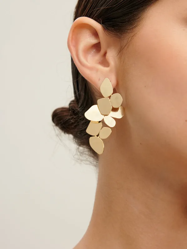 Leaves Panel Stud Drop Earrings sold by COMMENSE