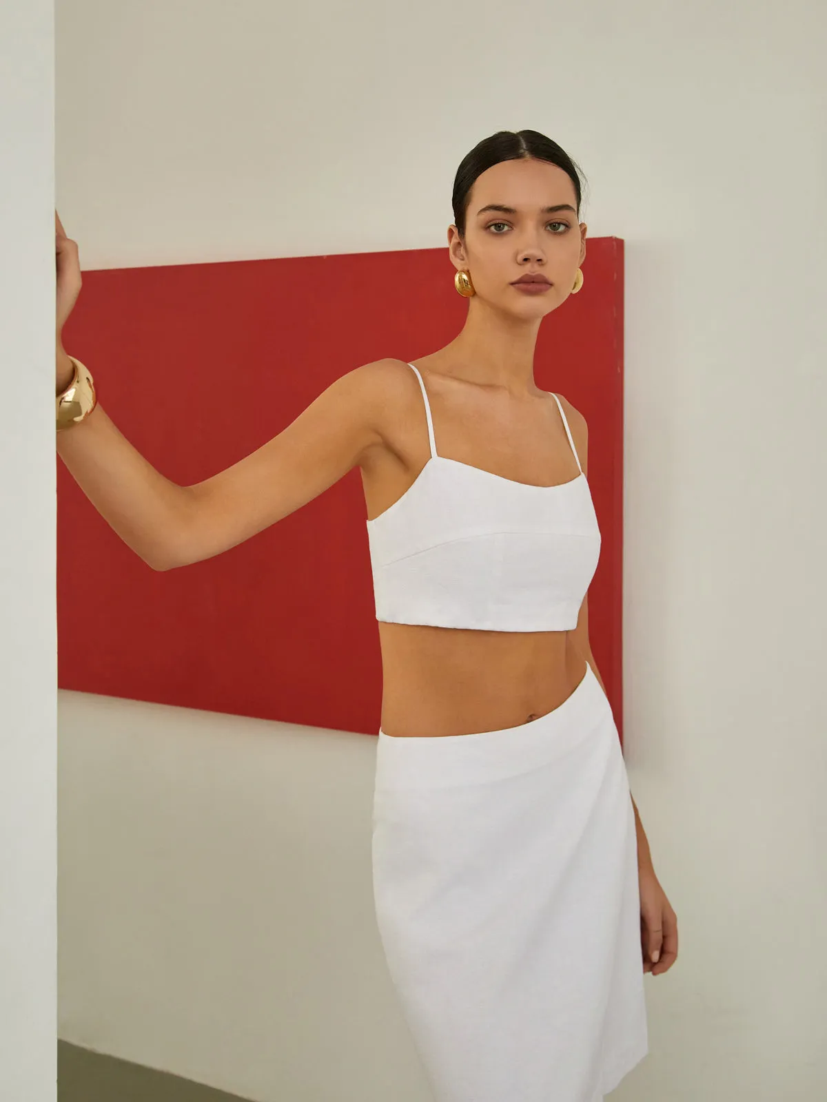 Cotton & Linen Minimalism Solid Skirt Set sold by COMMENSE product image thumbnail 4