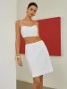Cotton & Linen Minimalism Solid Skirt Set sold by COMMENSE